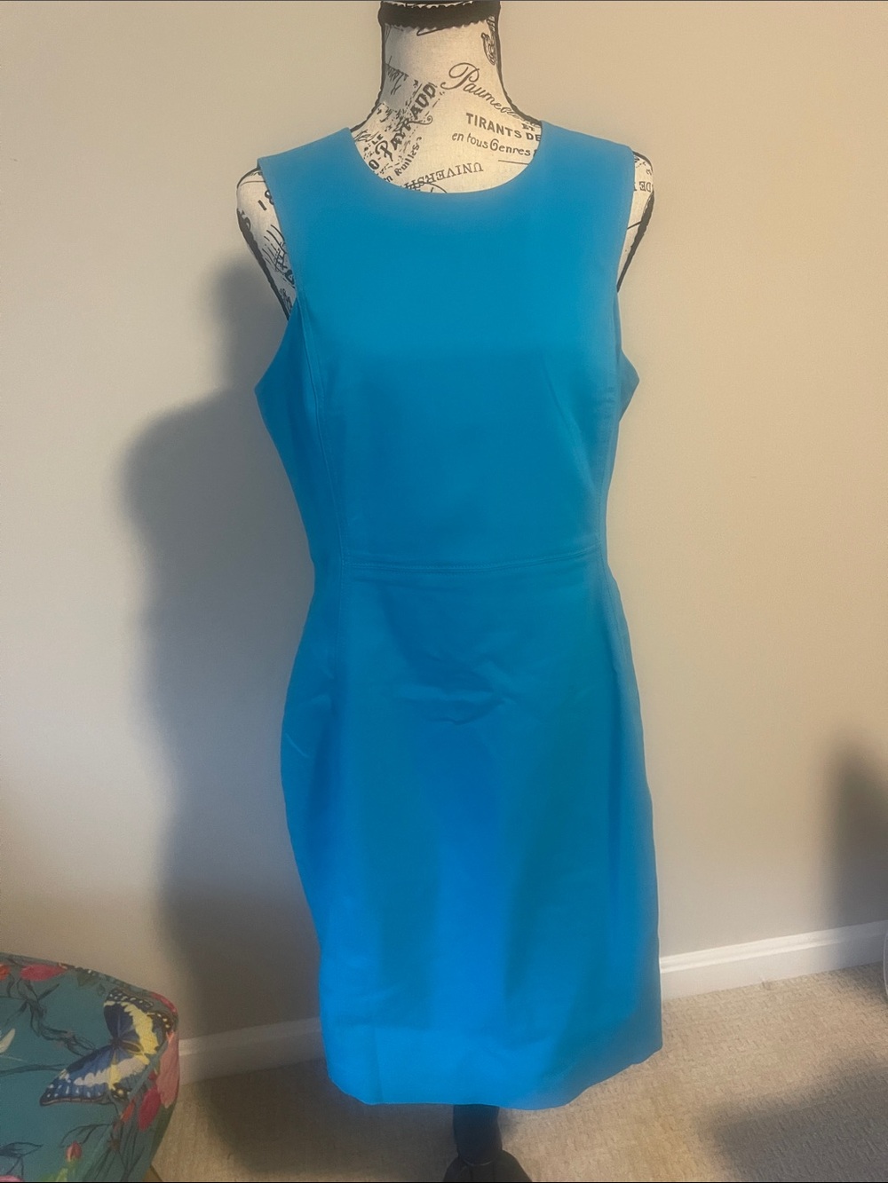 Calvin Klein Fitted Sleeveless Midi Dress in Turquoise
